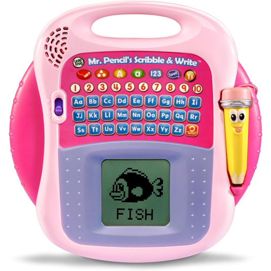 LeapFrog Mr. Pencil's Scribble and Write Pink electronic preschool learning toy front view displaying the interactive screen