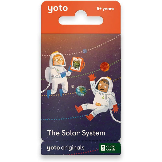 Yoto The Solar System audiobook cards pack front view showing space themed artwork