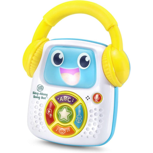 LeapFrog Sing-Along Song Bot White front view showcasing the friendly interactive light-up face and colorful buttons.
