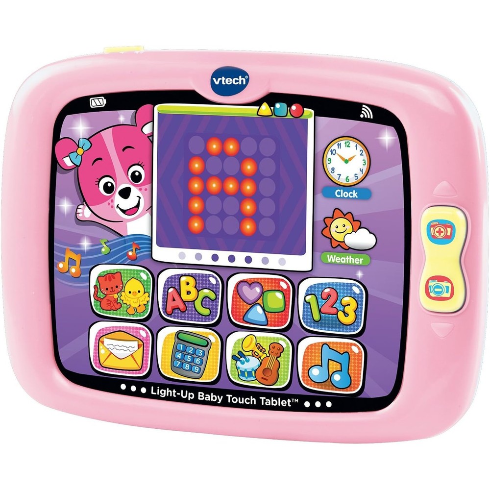 VTech Light Up Baby Touch Tablet Pink front view displaying interactive touch buttons