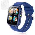 Luyiilo kids smart watch blue front view showcasing interactive touchscreen main menu display icons