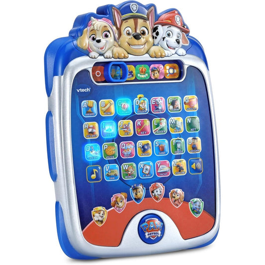 VTech PAW Patrol Light Up Missions Pup Pad electronic learning toy front view showcasing twenty six alphabet buttons.