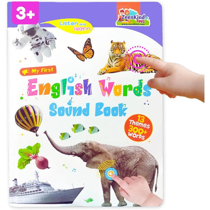 Zeenkind English learning talking book front cover showing educational themes