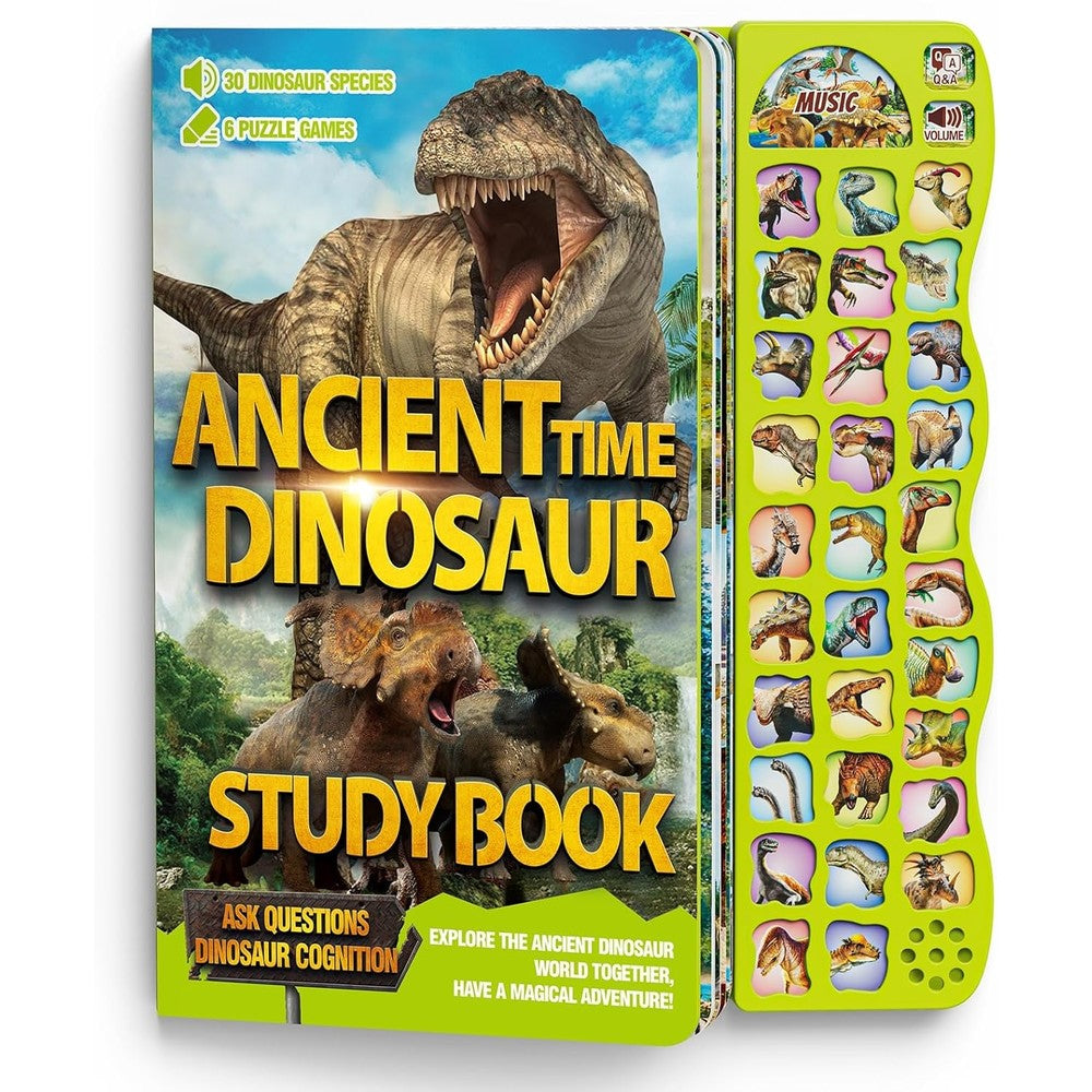 Gzsbaby Dinosaur Sound Book front cover showing 30 species.