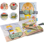 Taf Toys Montessori busy book front cover showing sensory activities