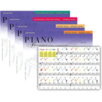 Tixqeaif Faber Piano Primer Level book set front view showcasing lesson and theory guides for music education.