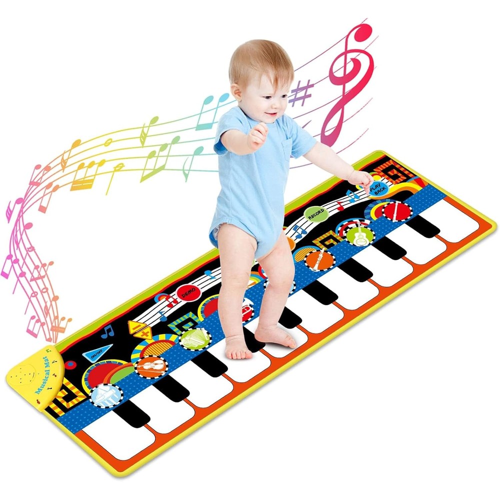 Cyiecw piano mat floor keyboard showing full front view layout with colorful instrument graphics