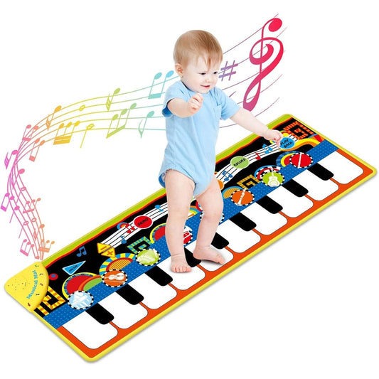 Cyiecw piano mat floor keyboard showing full front view layout with colorful instrument graphics