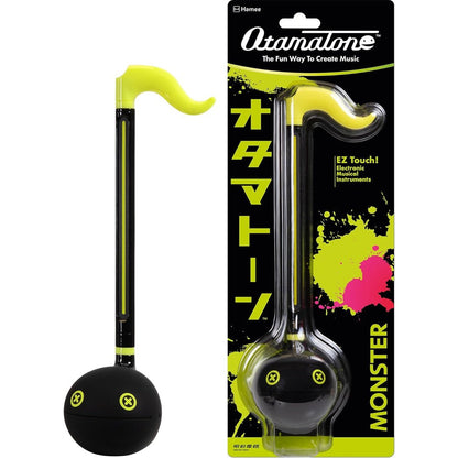 Otamatone Monster electronic portable musical instrument front view in lime green color