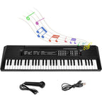 M SANMERSEN 61 key kids electronic piano keyboard front view with microphone