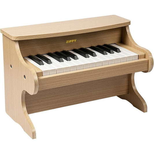ZIPPY kids piano keyboard 25 keys digital piano front view in oak finish