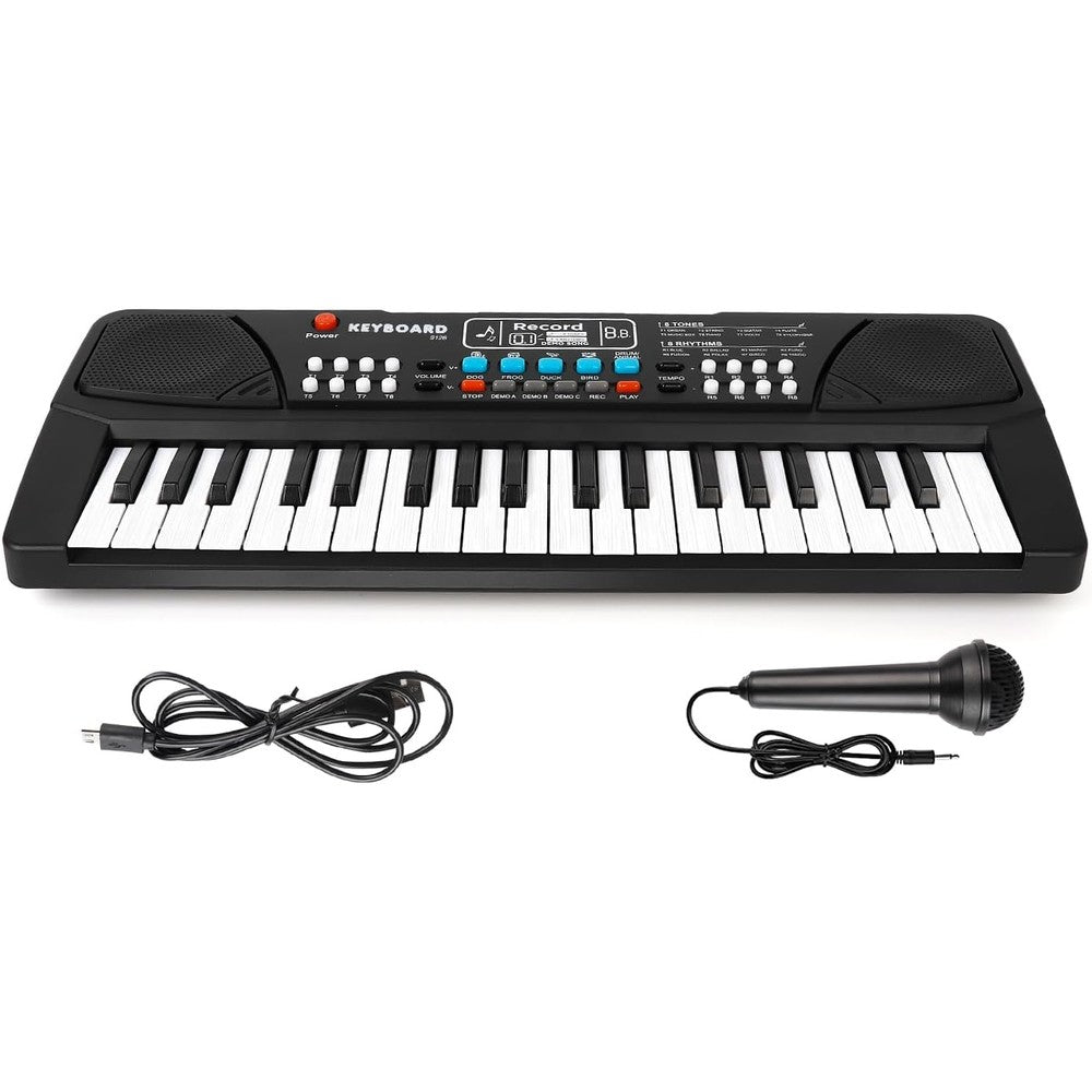 M SANMERSEN 37 key upgrade piano keyboard for kids front view showing black and white keys