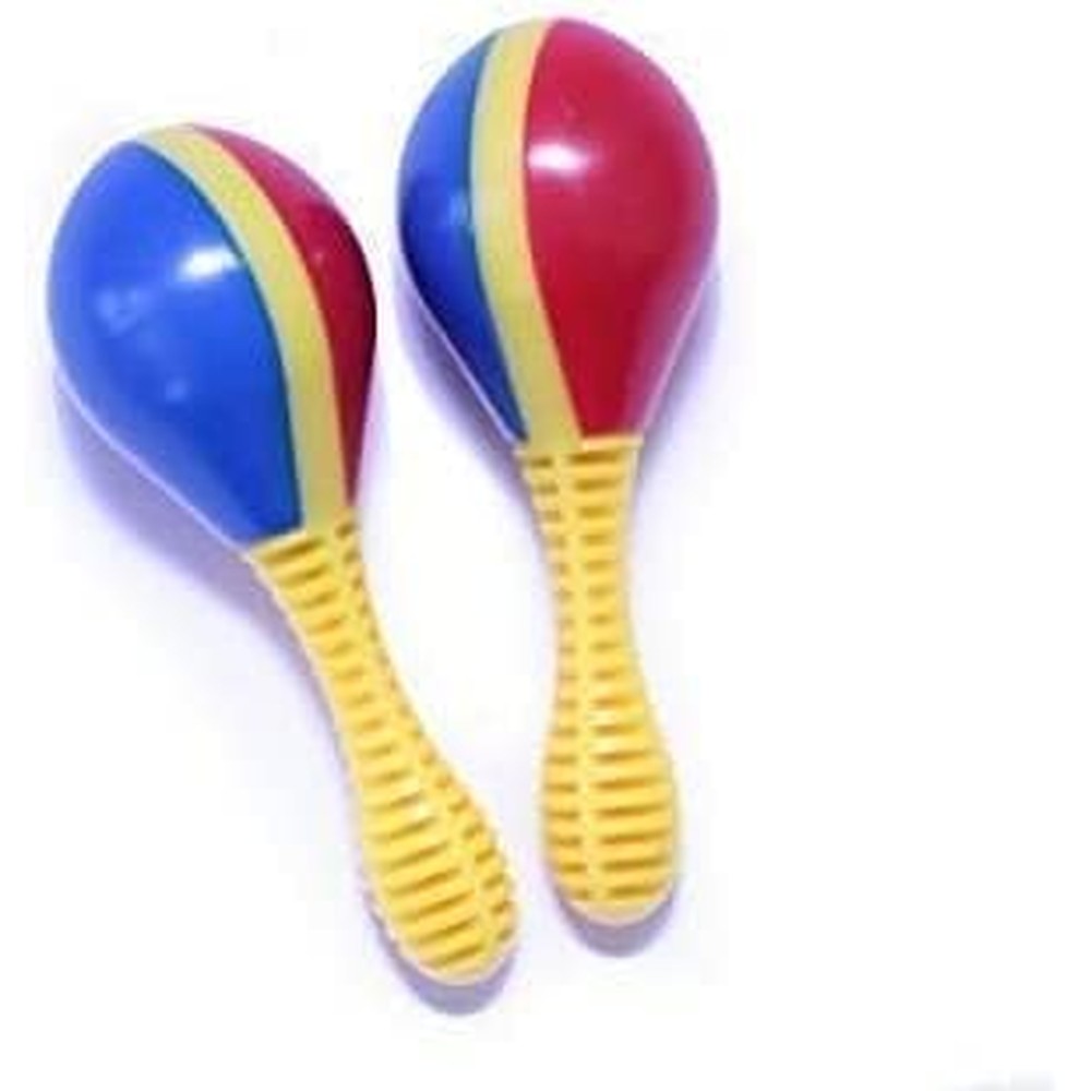 SuperShop Maracas for Kids pair of maracitos front view showing red and blue musical shakers