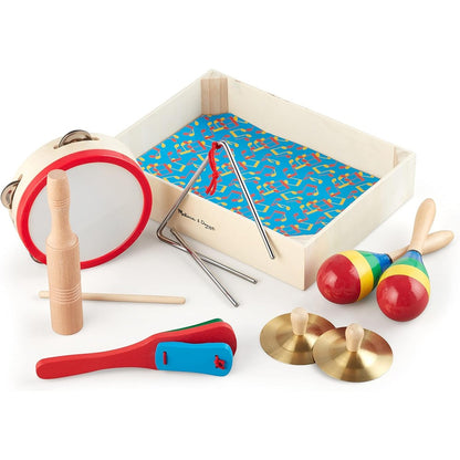 Melissa & Doug Band-in-a-Box musical instrument set front view in packaging.