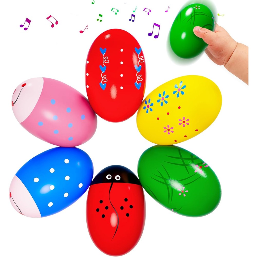 Jhwsxtek wooden percussion musical shaker front view pack of six
