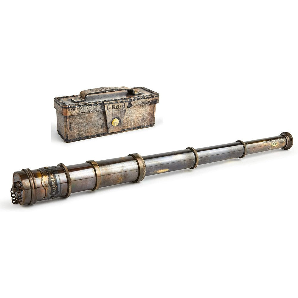 Super7One V.Empire Handcrafted Brass Nautical Telescope front view showing fully extended fifteen-inch polished antique body.