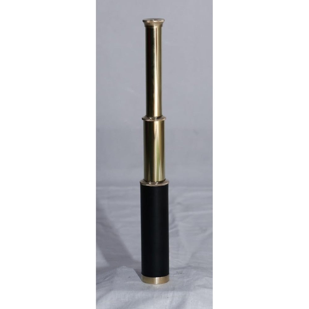 Active Industries nautical vintage brass pirate telescope front view with premium black leather grip