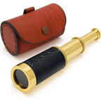 NauticalMart brass spyglass telescope front view fully extended showing the polished brass sections.