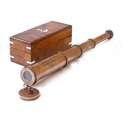 Online Shoppers Delight Vintage Copper Finish Telescope front view displayed on a desk.
