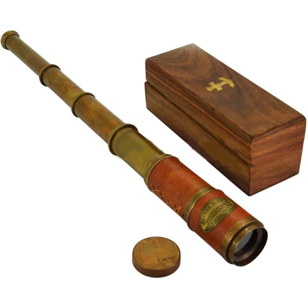 THOR INSTRUMENTS pink leather brass telescope front view decorative nautical gift