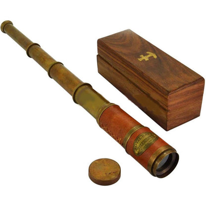 THOR INSTRUMENTS pink leather brass telescope front view decorative nautical gift