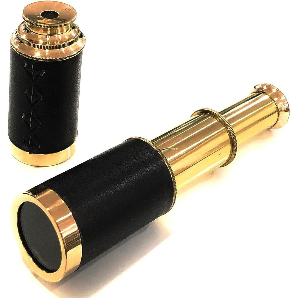 Generic Captains Pirate Telescope front view showing polished gold brass finish