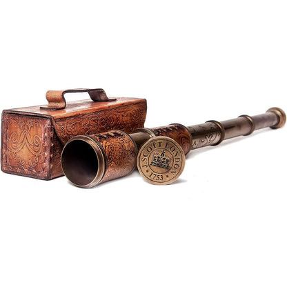 Roorkee Instruments Solid Brass Telescope front view displayed elegantly on a table