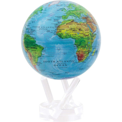 MOVA Globe Ocean Blue Relief Classic 4.5 inch front view on desk