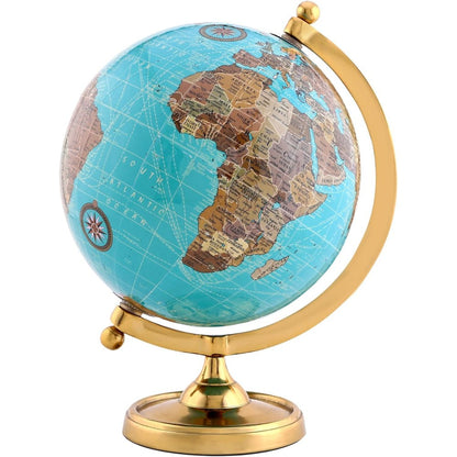 Rely+ 6-inch rotating earth globe with gold stand front view