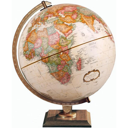 Replogle World Classic Globe 12 Inch desktop view showcasing antique ocean map on a dark wood desk.