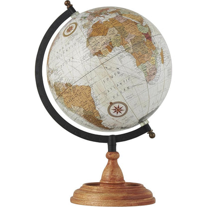 Deco 79 mango wood globe front view on wooden desk