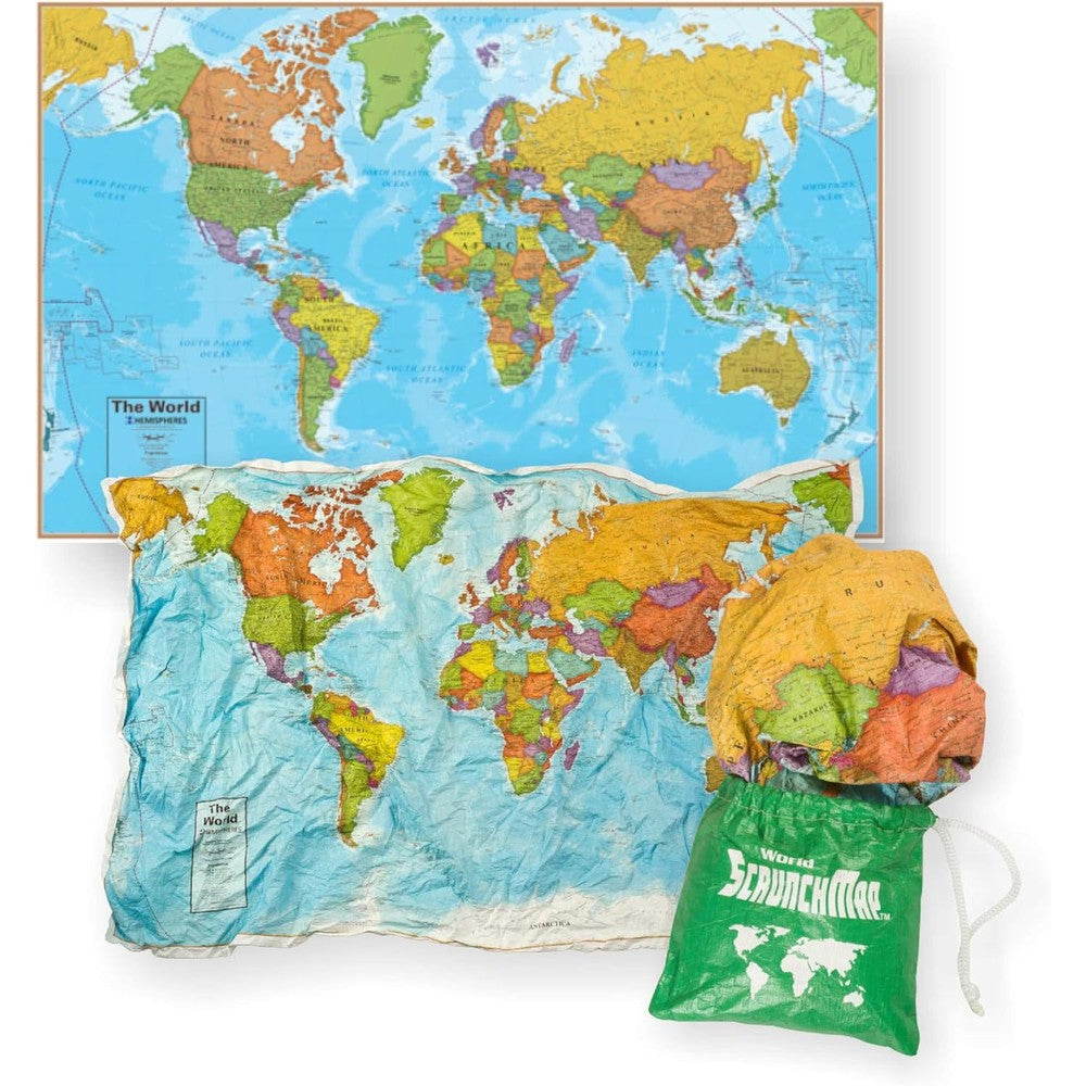 Waypoint Geographic World ScrunchMap front view for education