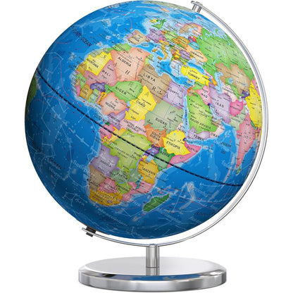 Orionstar 13-inch large illuminated world globe on a metal stand front view