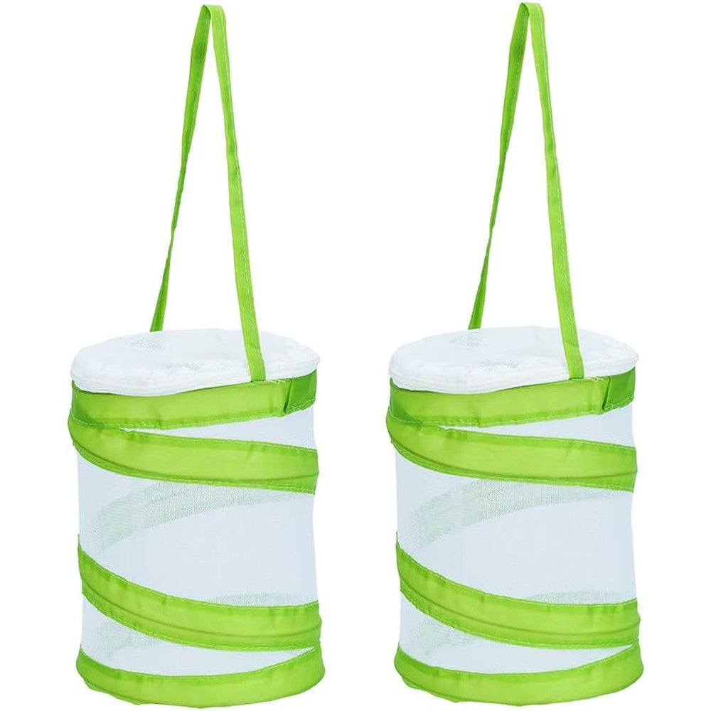 RESTCLOUD mini butterfly habitat 2-pack front view showing the white pop-up insect mesh cage for kids educational nature study.