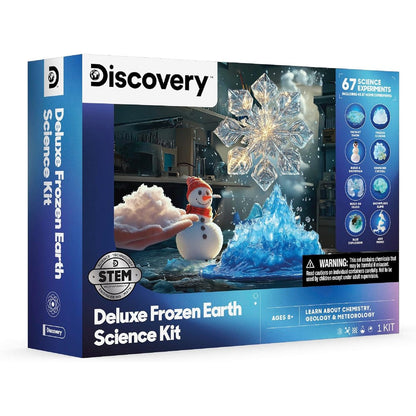 Discovery Kids Frozen Earth Science Kit front view of packaging showing STEM chemistry lab experiments.