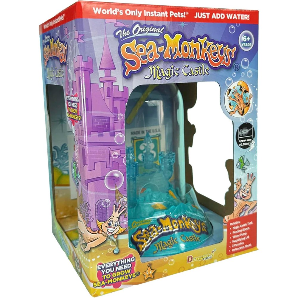 Bandai Sea Monkeys Magic Castle front view showing purple aquarium tank packaging