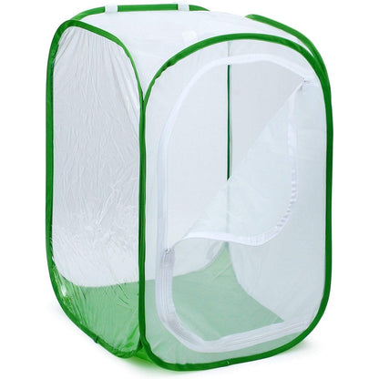 RESTCLOUD Monarch Butterfly Habitat front view showing the green and white mesh structure fully expanded.