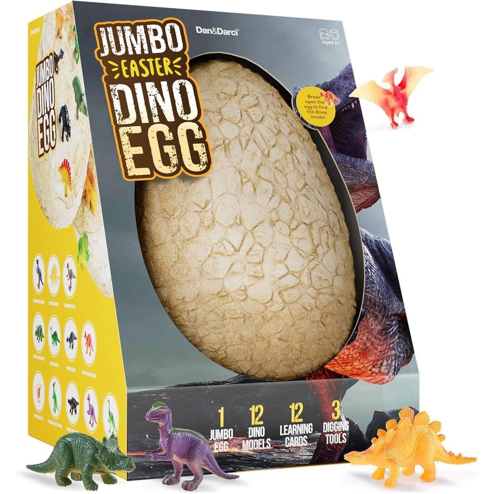 Dan And Darci Jumbo Dino Egg packaging front view showing the giant excavation toy.
