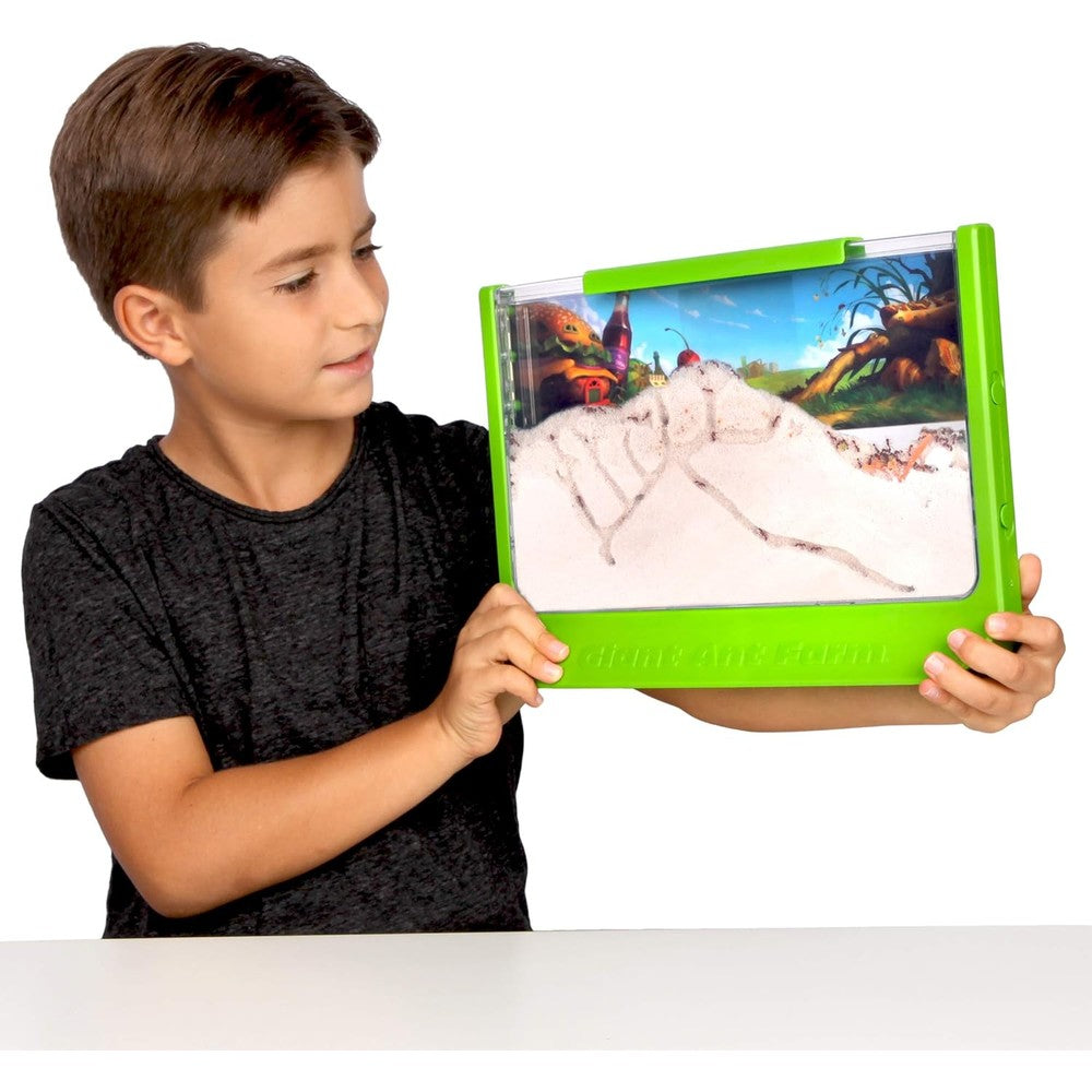 Basic Fun Uncle Milton Giant Ant Farm front view showing large green frame and clear viewing area