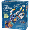 Thames And Kosmos Mega Cyborg Hand STEM Experiment Kit front view of packaging box showing assembled mechanical glove