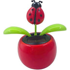 Taotenish solar powered dancing flower ladybug front view showcasing solar panel base