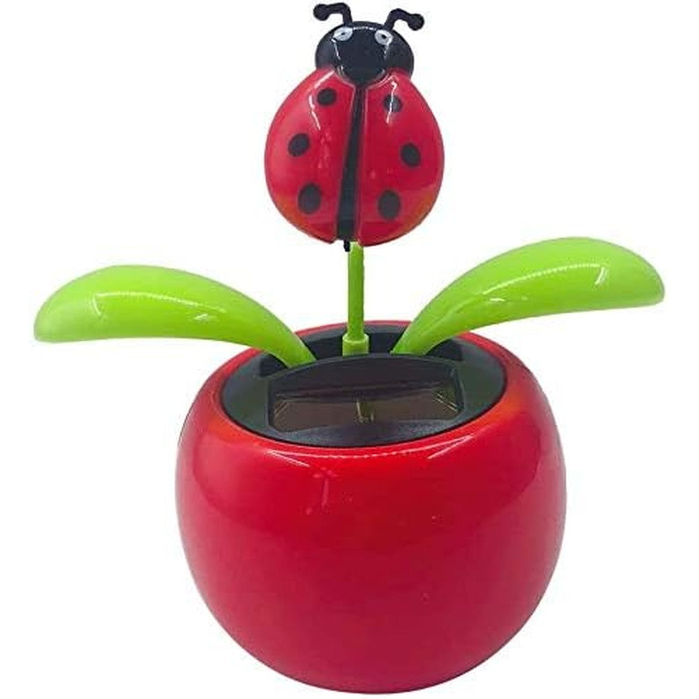 Taotenish solar powered dancing flower ladybug front view showcasing solar panel base