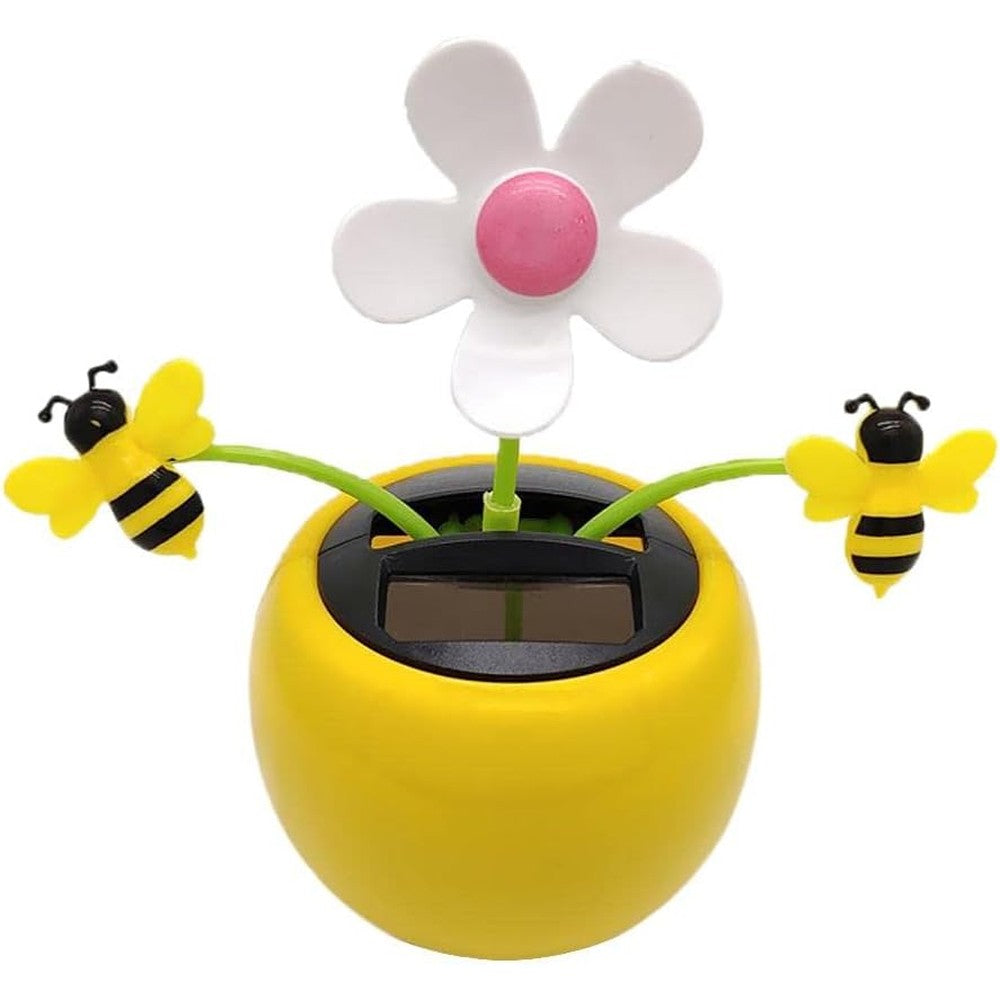 JJLFresheners solar dancing flower sunflower toy front view showing the solar panel base for car dashboard decor.