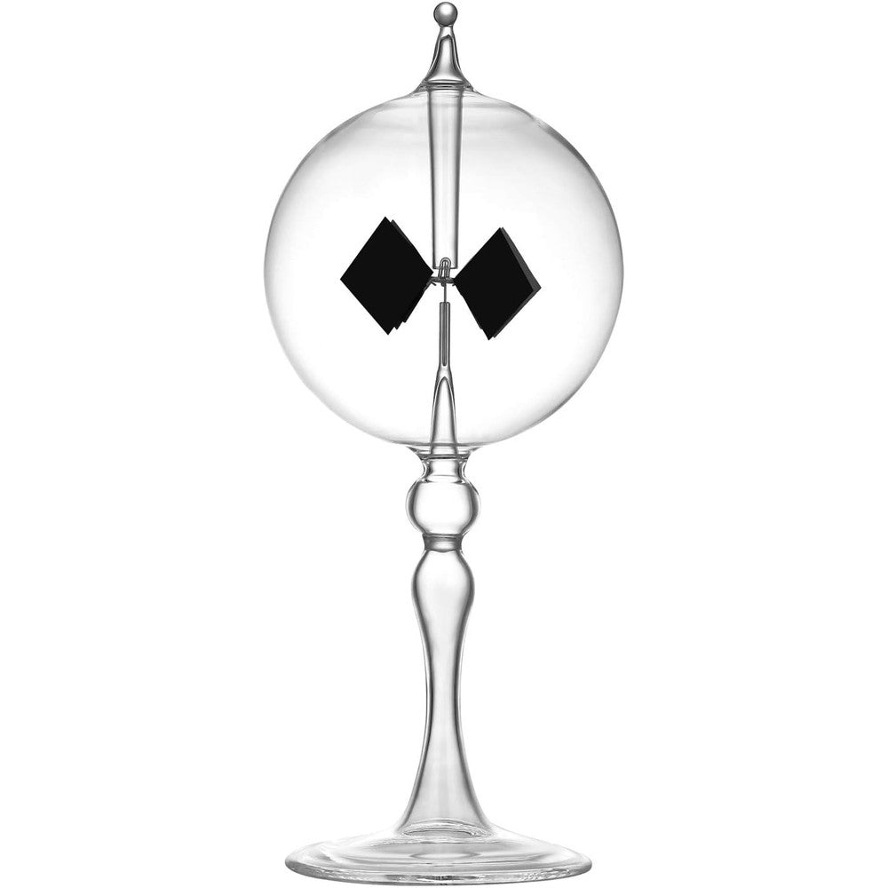DORAMI large transparent solar power crookes radiometer front view on a desk