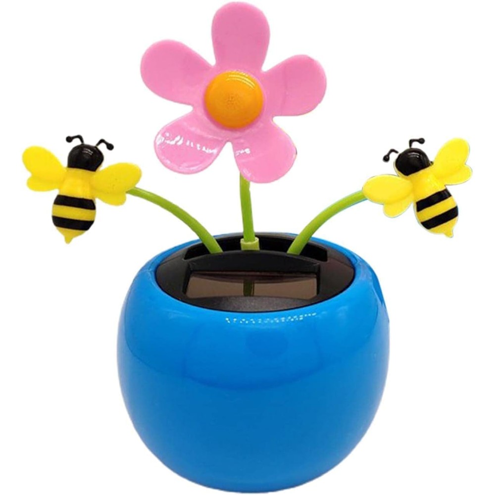 Ekakashop solar dancing sunflower car dashboard decoration front view in blue pot