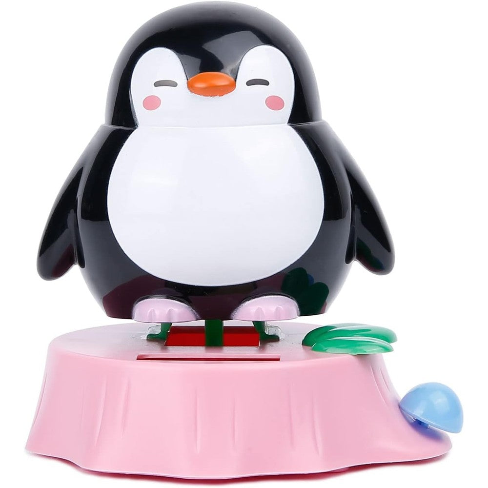YGMONER solar dancing penguin car dashboard decoration front view highlighting solar strip panel