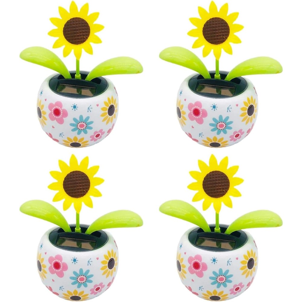 Jinshining sunflower solar dancing flower front view on car dashboard