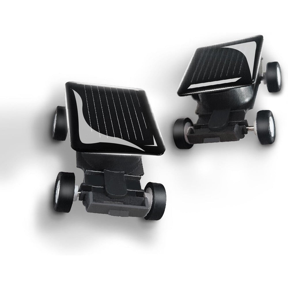 PSKTYTY mini solar powered toy car front view showing the sleek black chassis and integrated top solar panel.