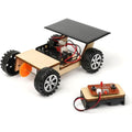 Pica Toys Solar-Powered Car V300 wooden STEM kit front view showing fully assembled remote control model toy.