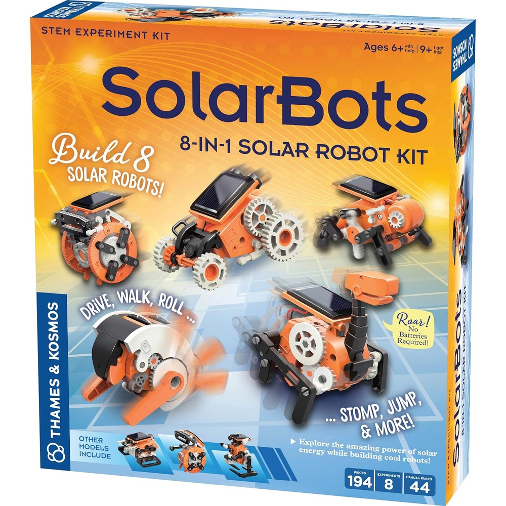 Thames and Kosmos SolarBots 8-in-1 robot building kit main packaging front view